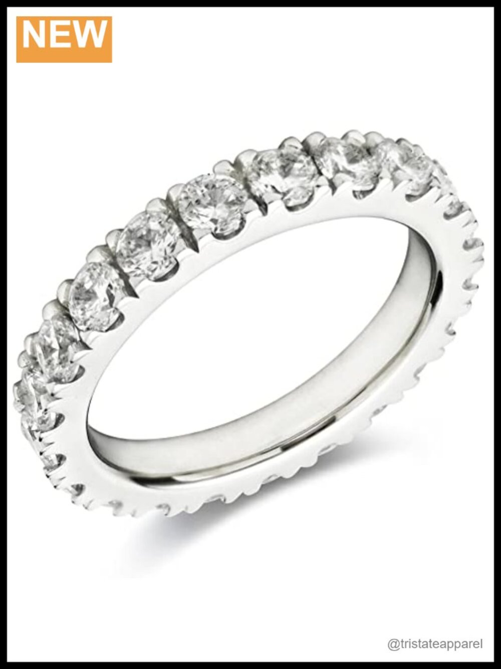 Eternity Ring Wedding Band 925 Sterling Silver Platinum Plated CZ